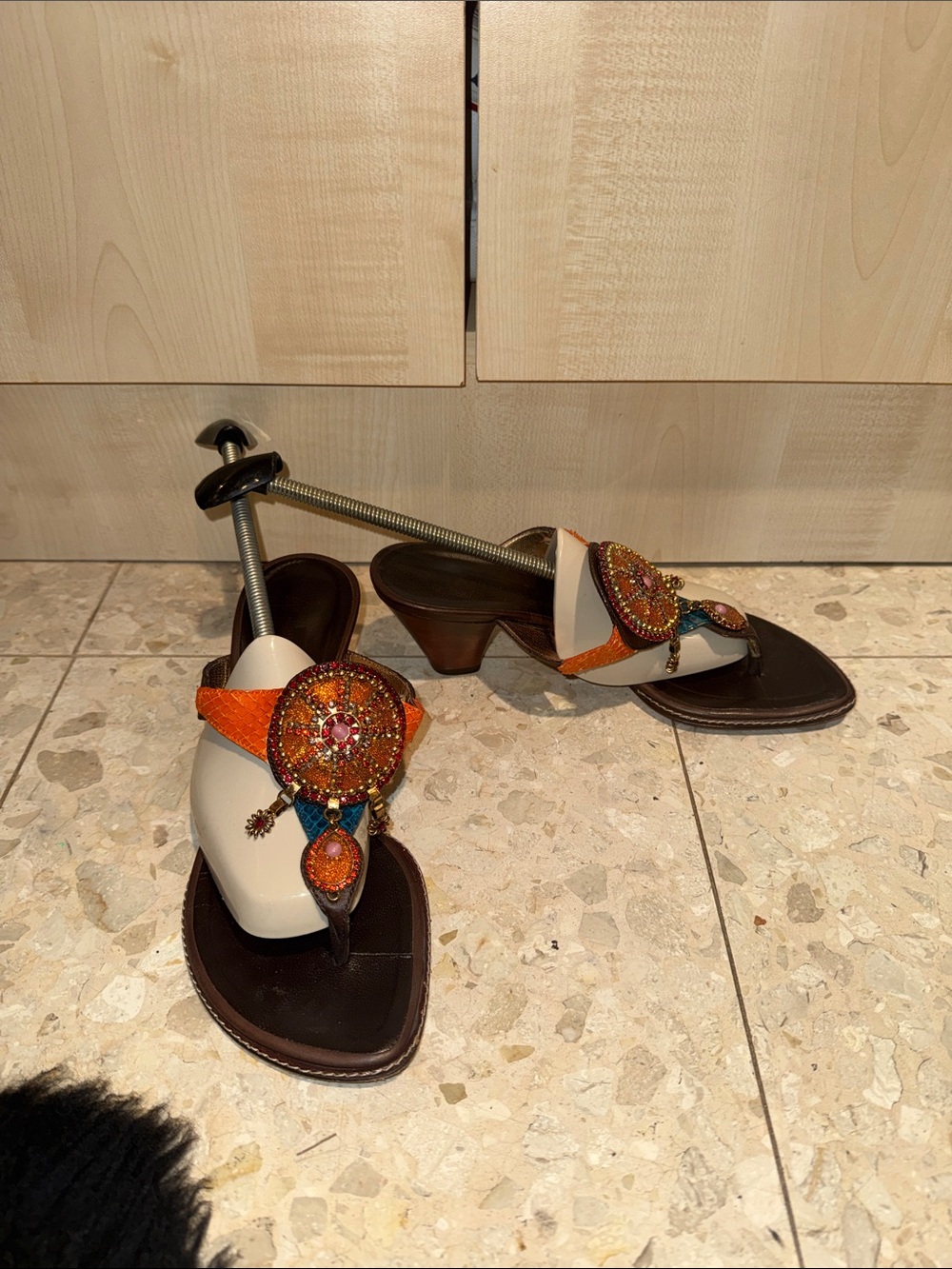 Giuseppe Zanotti Vicini Vintage Embellished Sandal Heels Size 37.5 Women’s